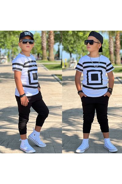 EFE KIDS Boy's Striped Hat Tracksuit Set
