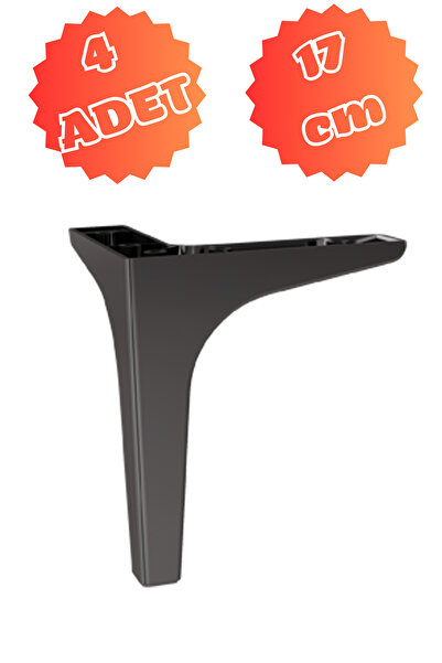 MİSLİNE MODA 17 CM MAT SİYAH (4 ADET) Mobilya Ayağı ,Kanepe Ayağı, Koltuk Aya...