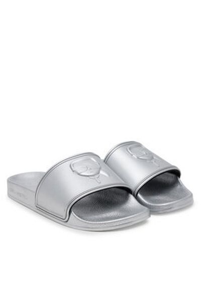 Karl Lagerfeld Papuci de damă argintii KARL LAGERFELD-KL80919M VSL SILVER RUBBER