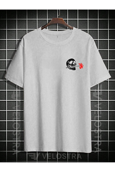 Velostra تي شيرت كبير الحجم مطبوع عليه جمجمة مينيمال للجنسين