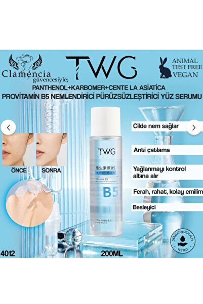 twg Clamencia Provitamin B5 Nemlendirici & Sıkılaştırıcı Yüz Tonik 200ml