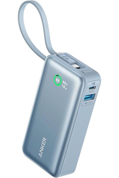 Anker Nano Portable Power Bank 10000mAh - Built-in USB-C Cable, PD 30W Output, Fast Charging Battery