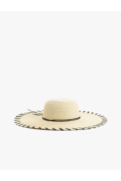 Koton Straw Hat with Stripe Detail
