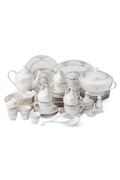 Dania Porcelain Dinner Set - Gold Color, 70 Pieces