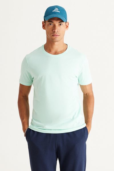 AC&Co / Altınyıldız Classics Men'sMintSlimFitCrew Neck 100% CottonBasicT-shirt