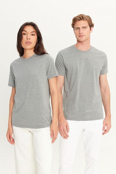 AC&Co / Altınyıldız Classics Pánské tmavě šedé bavlněné tričko Crew Neck Slim Fit