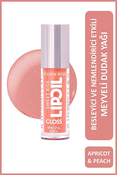 Golden Rose Sweet Kiss Lip Oil Gloss No:02 Dudak Parlatıcı Yağ Şeftali, Gül &...