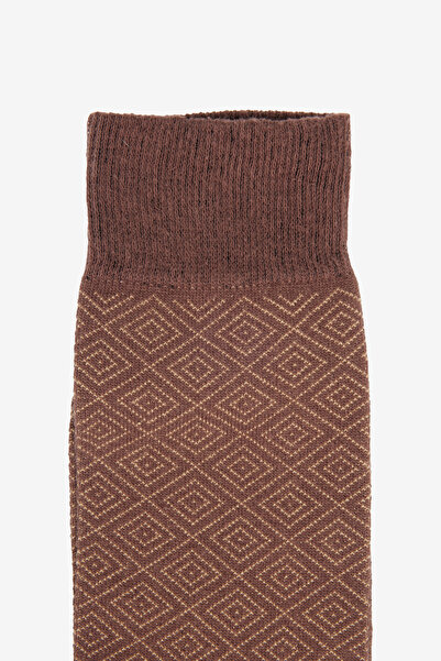 ALTINYILDIZ CLASSICS Чоловічі кавово-бежеві бавовняні еластичні шкарпетки з малюнком