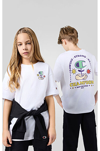 Champion تي شيرت بلاي ويث جرافيكز برقبة دائرية تي شيرت أبيض للأطفال-306911-WW001
