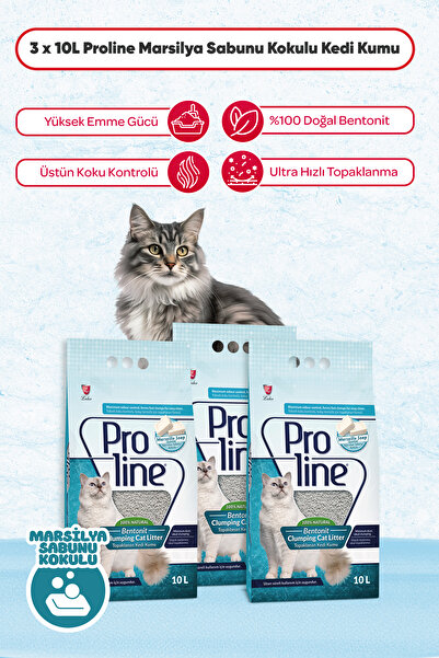 Pro Line Marsilya Sabunu Kokulu Kedi Kumu 10 Lt X 3 Adet
