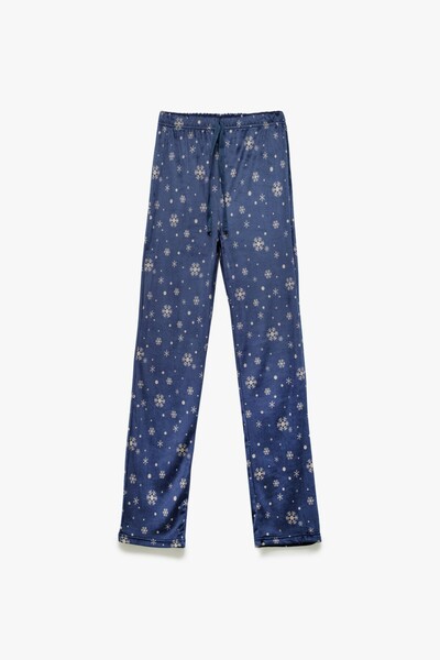 Koton Uzun Kollu Baskılı Kadife Pijama Takımı