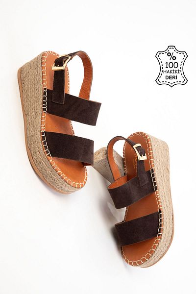 SOHO Brown Suede Genuine Leather Women's Sandals 20683