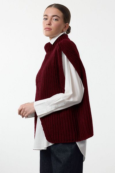 Trendyol Collection Burgunderfarbener Strickpullover mit Stehkragen und Schlitz TWOAW25PA00000