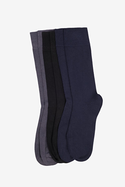 AC&Co / Altınyıldız Classics Erkek Siyah-lacivert-marengo 6'lı Paket Viskon Esnek Soket Çorap
