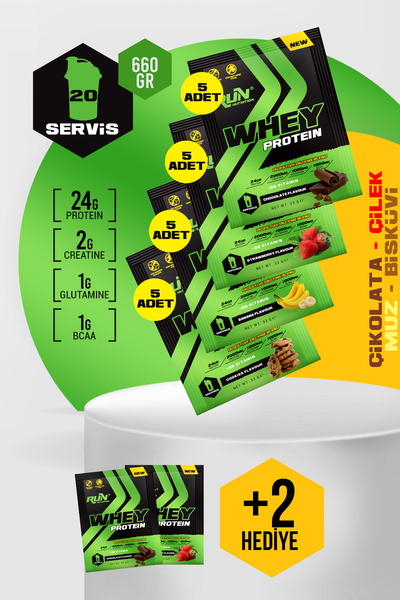 Run Nutrition بروتين النحاس - 20 قطعة - 4 أوعية بنكهة - 660 جرام - مع هدية