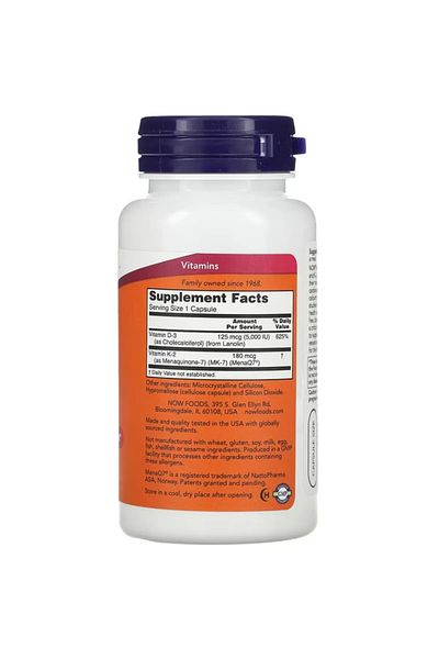 Now Foods Mega D-3 & Mk-7, 120 Capsules.