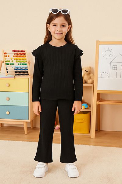 TRENDYOLKIDS Fekete sima kötött alsó-felső öltöny TKDAW25AU00051