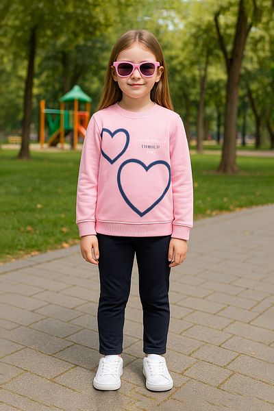 TRENDYOLKIDS Rózsaszín szlogen kötött alsó felső készlet TKDAW25AU00034