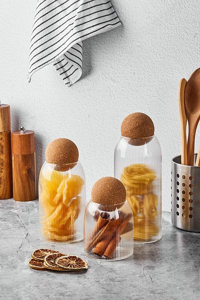 Perotti Romelu Top Cork Lid Glass Jar and Spice Set.