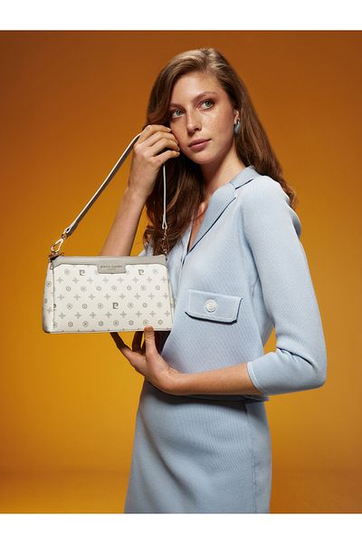 Pierre Cardin Geantă de umăr încrucișată pentru femei cu monogramă albă 05PO25Y10336