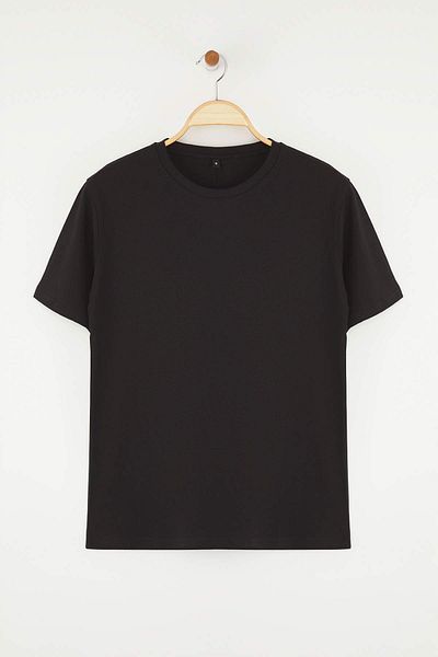 Trendyol Collection Black Slim/Fitted Mount Fuji Printed Cotton T-Shirt Tmnss25Ts00183