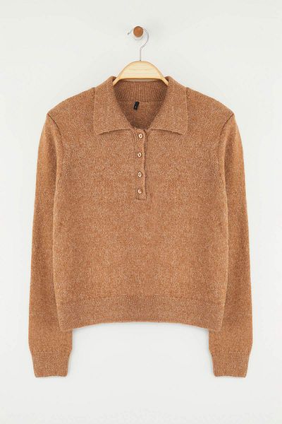Trendyol Collection Bej Mai durabil Pulover din tricot din lână de alpaca amestecată premium/fir special TWOAW26KZ00002