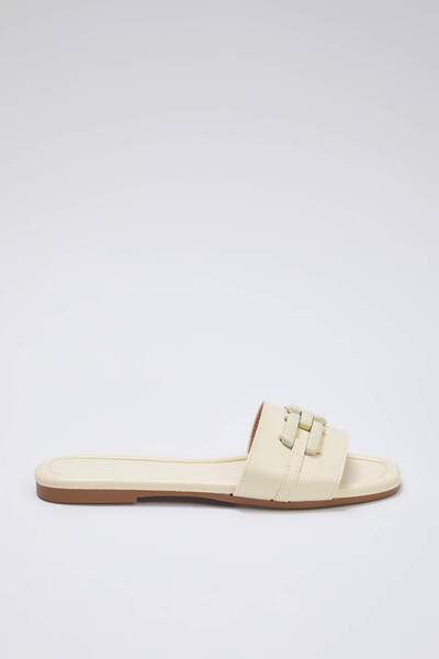 TRENDYOL SHOES Yellow Chain Detailed Women's Slippers Takss25Te00063