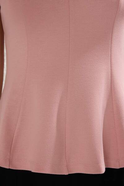 Trendyol Collection Ανοιχτό ροζ Πλεκτή μπλούζα Peplum με χοντρό λουράκι στην πισίνα TWOSS25BZ00526