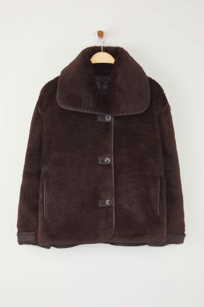 Trendyol Collection Brown Oversize Plush Coat Twoaw26Mo00062