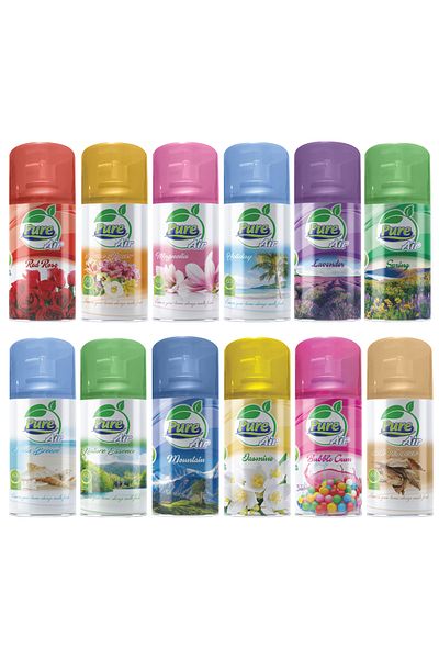 pure air Set of 12 x Room Air Freshener Refills, 210 ml, Assorted Fragrances