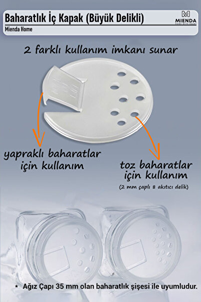 Mienda Home Mienda Home Baharatlık Iç Kapak, Akıtıcı Kapak (BÜYÜK DELİKLİ)