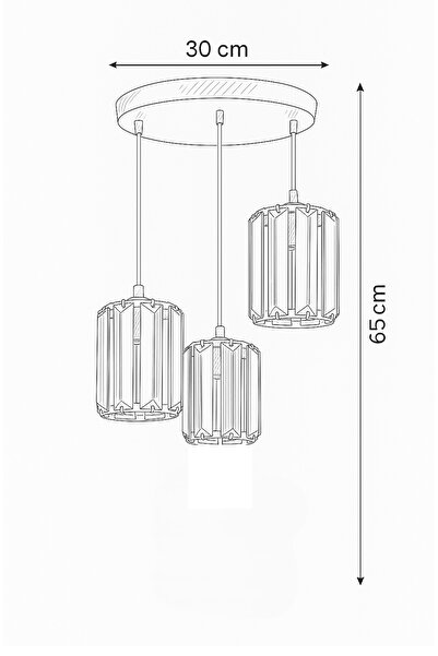 İstanbul Avize Dolunay 3'lü GOLD Y-12 Kristal