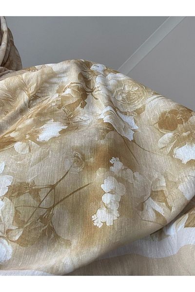 Lavena scarfs Șal moale digital din bumbac cu model floral din seria Flora - galben
