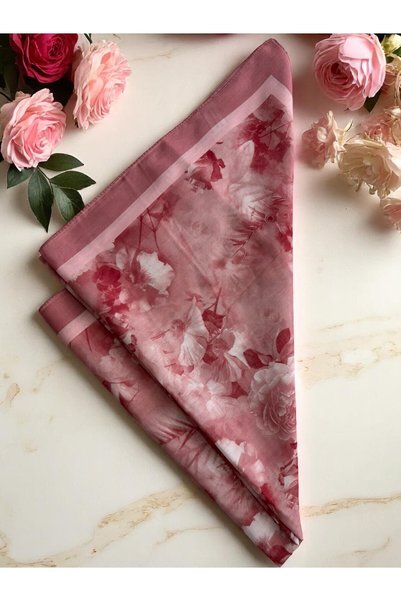 Lavena scarfs Flora Series Floral Pattern Cotton Digital Soft Shawl - Pink