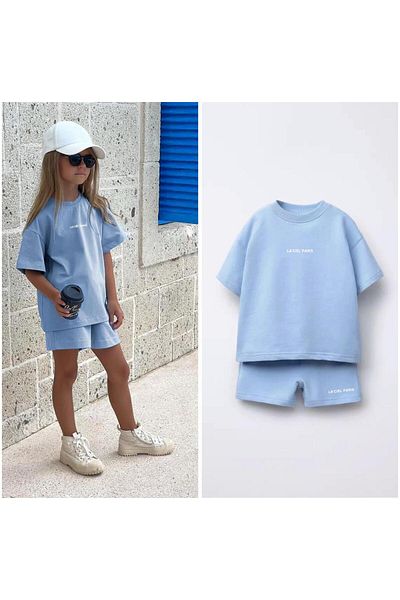 Magu Set de tricouri și pantaloni scurți supradimensionați pentru fete – Set de 2, bumbac și confortabil