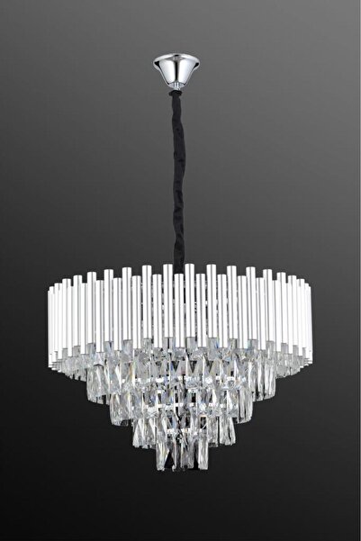 İstanbul Avize Alin 50'lik Gümüş Lüx Kare Taşlı Avize