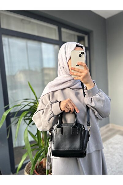 TAKYAKA Kadın Kutu Model Fermuar Kapama Çok Şık Mini El ve Omuz Çantası