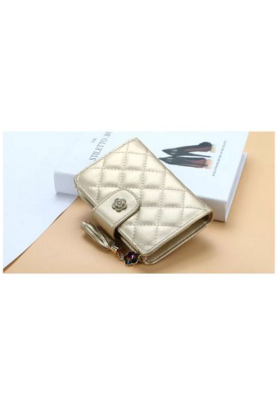 Generic Women's wallet with multiple compartments - gold