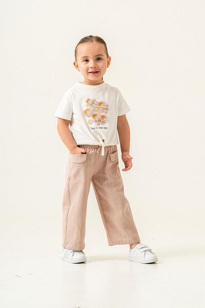 Magu Girl's Floral Printed T-Shirt and Pink Kete