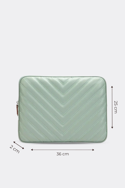 MORCA Раница за лаптоп с раменна лента, калъф за таблет, калъф за лаптоп 13"-14" V модел, кожа, ментово зелено