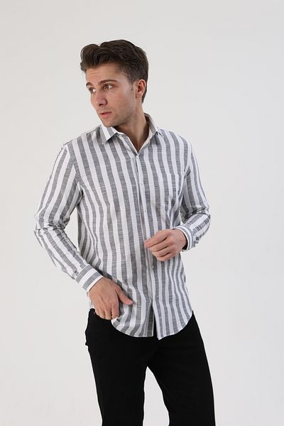 Piola Club Мъжка риза Regular Fit с джобове, ленен вид, 100% памук (черна)