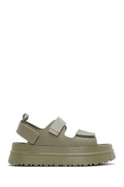 Derimod Women's Khaki Strappy Thick Sole Jelly Sandals 25Sfe4753Pv