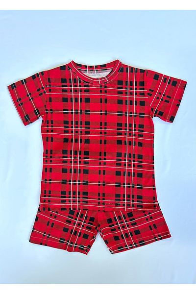 Drop Kids Mother Baby Pajama Set Combination Plaid Pattern Shorts (Sold Individually)