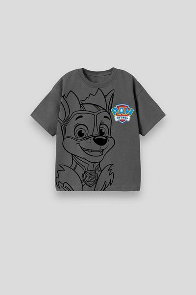 Magu Boy's Cotton T-shirt and Shorts Set - Black Paw Petrol Printed