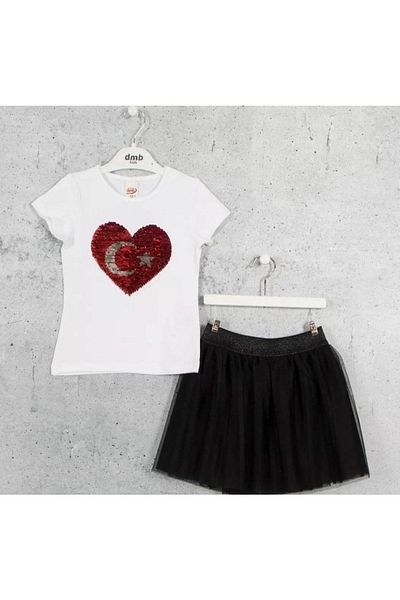 Magu Girl's Sequin T-shirt with Tutu Skirt April 23 Show Outfit