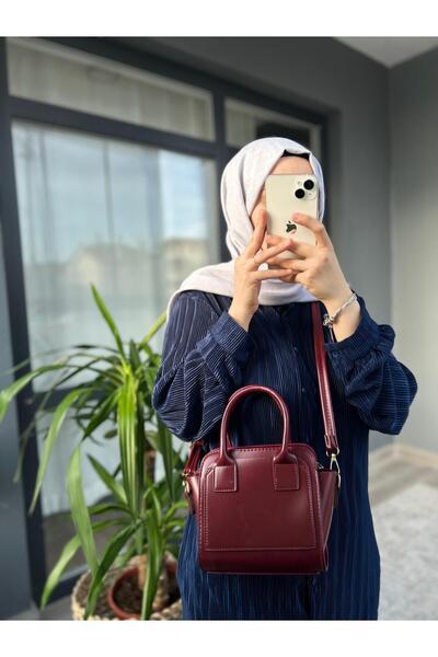 TAKYAKA Kadın Kutu Model Fermuar Kapama Çok Şık Mini El ve Omuz Çantası