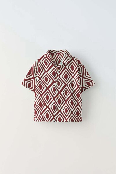 Magu Boys' Cotton Geometric Patterned Shorts Shirt Suit – Summer Relaxed Fit