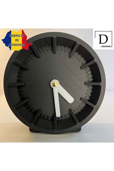 OEM Decorative clock "Shadow of Time", 11 cm, black, 3D printed from PLA (Bioplastic)