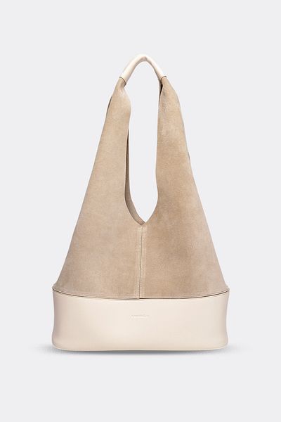 MORCA Ecru Color Genuine Suede Casual Shoulder Bag