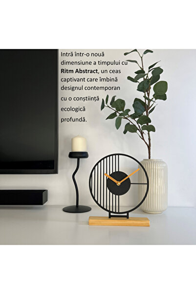 OEM Desk clock, silent, 22.5 cm, black, 3D printed from PLA (Bioplastic) (1009)
